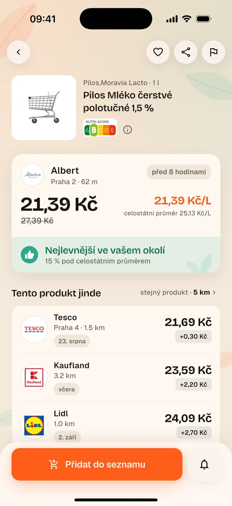 Detail produktu Aukilo: cena za kilo porovnaná s obchody v okolí