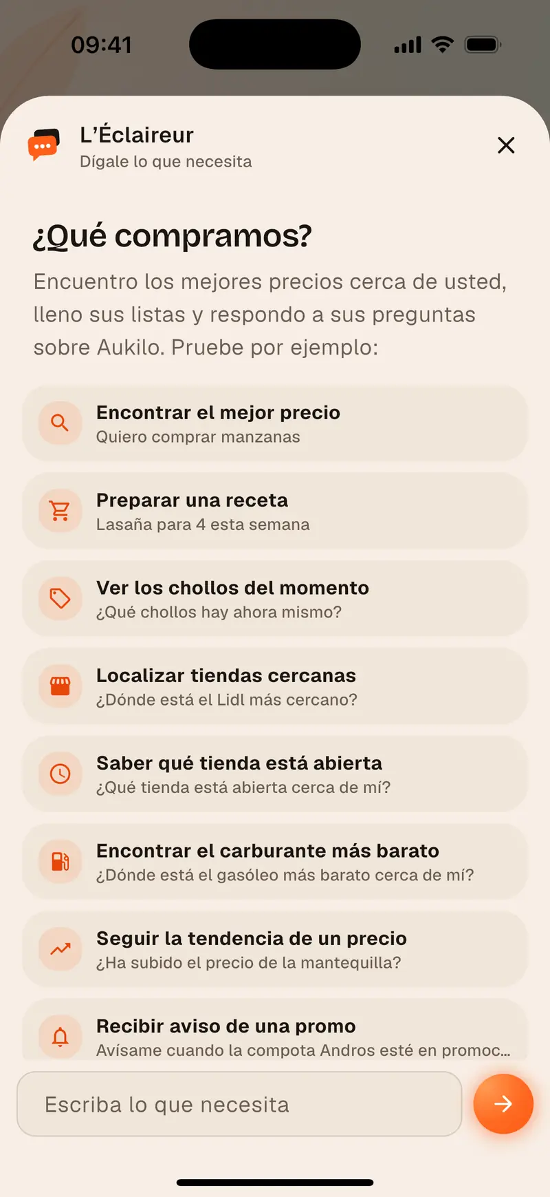 El asistente de Aukilo prepara una receta al mejor precio