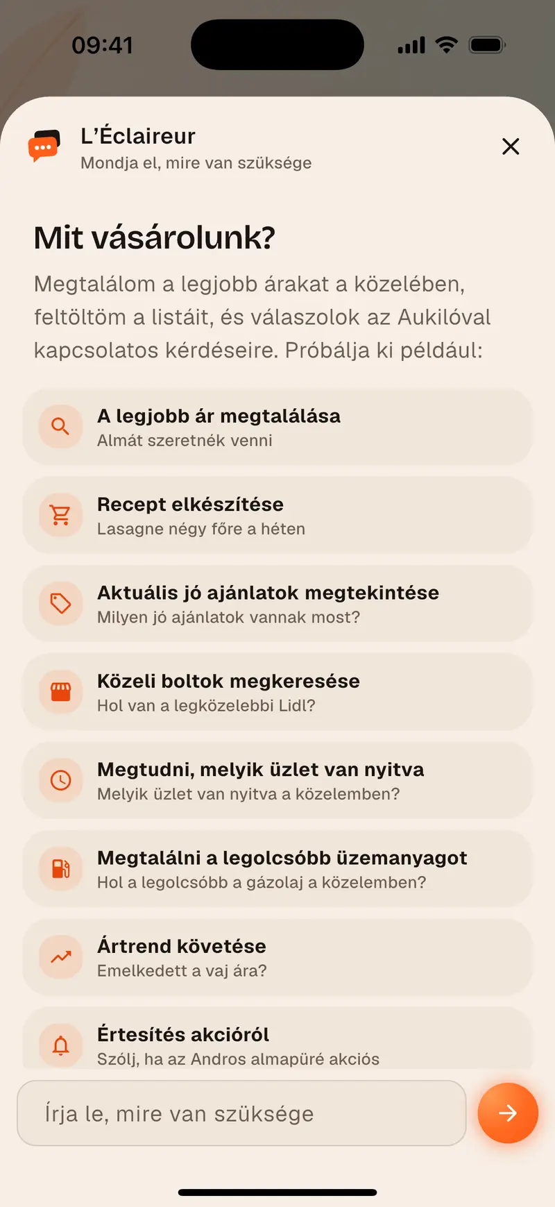 Az Aukilo asszisztense a legjobb áron állít össze egy receptet