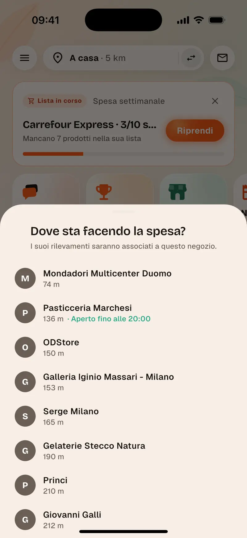 Lista della spesa Aukilo, spuntata reparto per reparto nel negozio