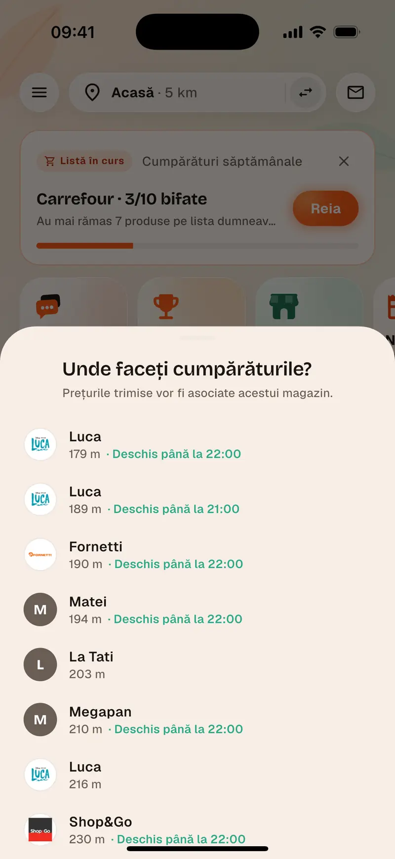 Lista de cumpărături Aukilo, bifată raion cu raion în magazin
