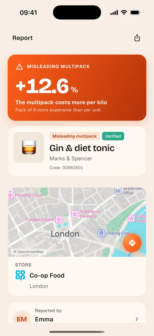 Report of a misleading multipack in the Aukilo app