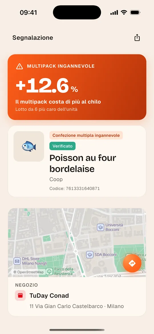 Segnalazione di una confezione multipla ingannevole nell’app Aukilo