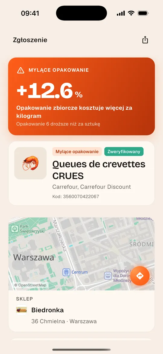 Zgłoszenie mylącego zestawu w aplikacji Aukilo